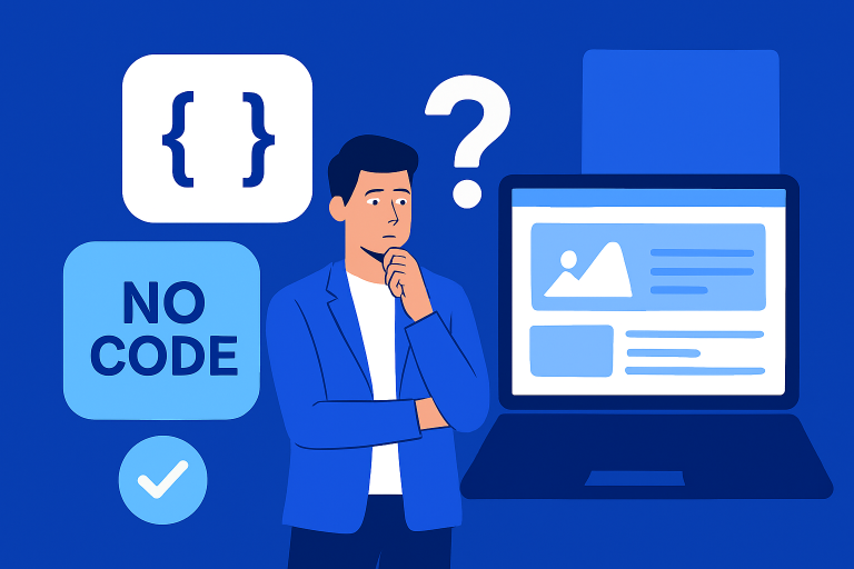 Comment choisir entre no-code et sur-mesure pour une présence en ligne accessible et conforme